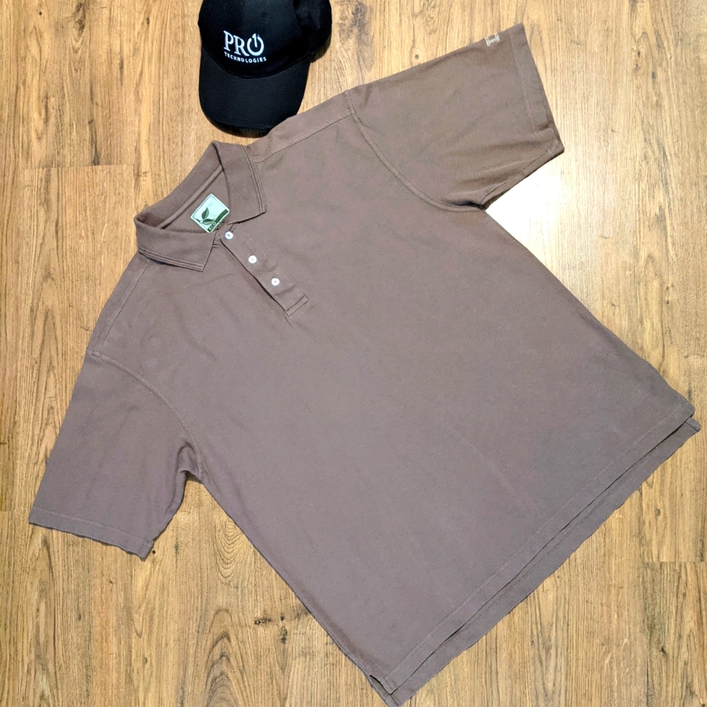 Destinations American Identity ECO Brown Polo Golf XL Natural Fibers Cotton EUC